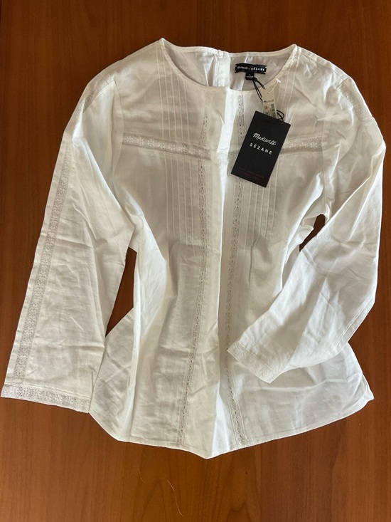 Sezane Tops - Madewell et Sezane Pintuck Lace and Cotton Blouse, NWT